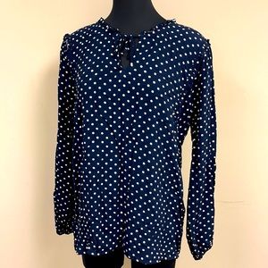 Tommy Hilfiger Printed Ruffled-Neck Blouse Size L